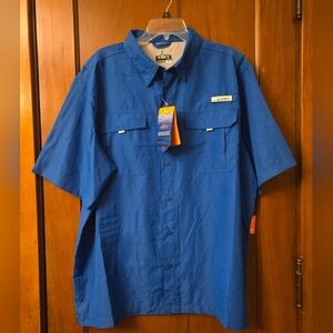 NWT Habit Men's XL UPF40+ Crayfish Creek Short Sleeve River Shirt Bright Blue